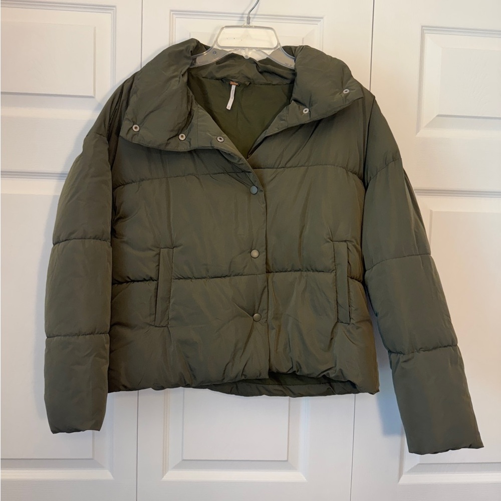 Free People Olive Puffer Jacket